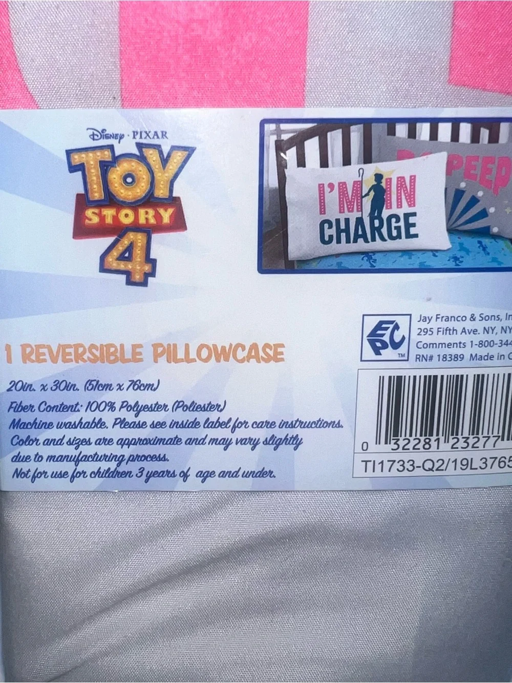 Disney Pixar Toy Story Bo Peep Reversible Pillowcase - Grey & Blue